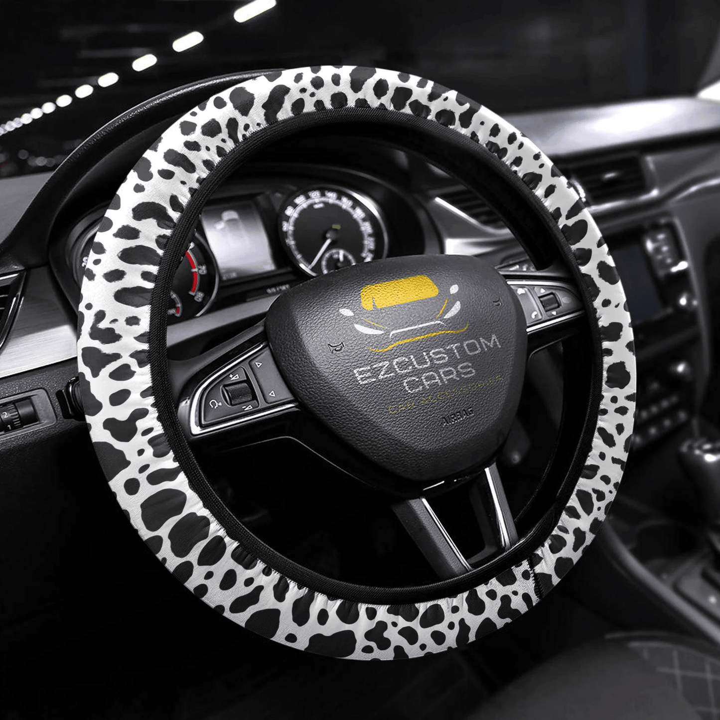 Cow Skin Anime Steering Wheel Cover Custom Animal Car Accessories
