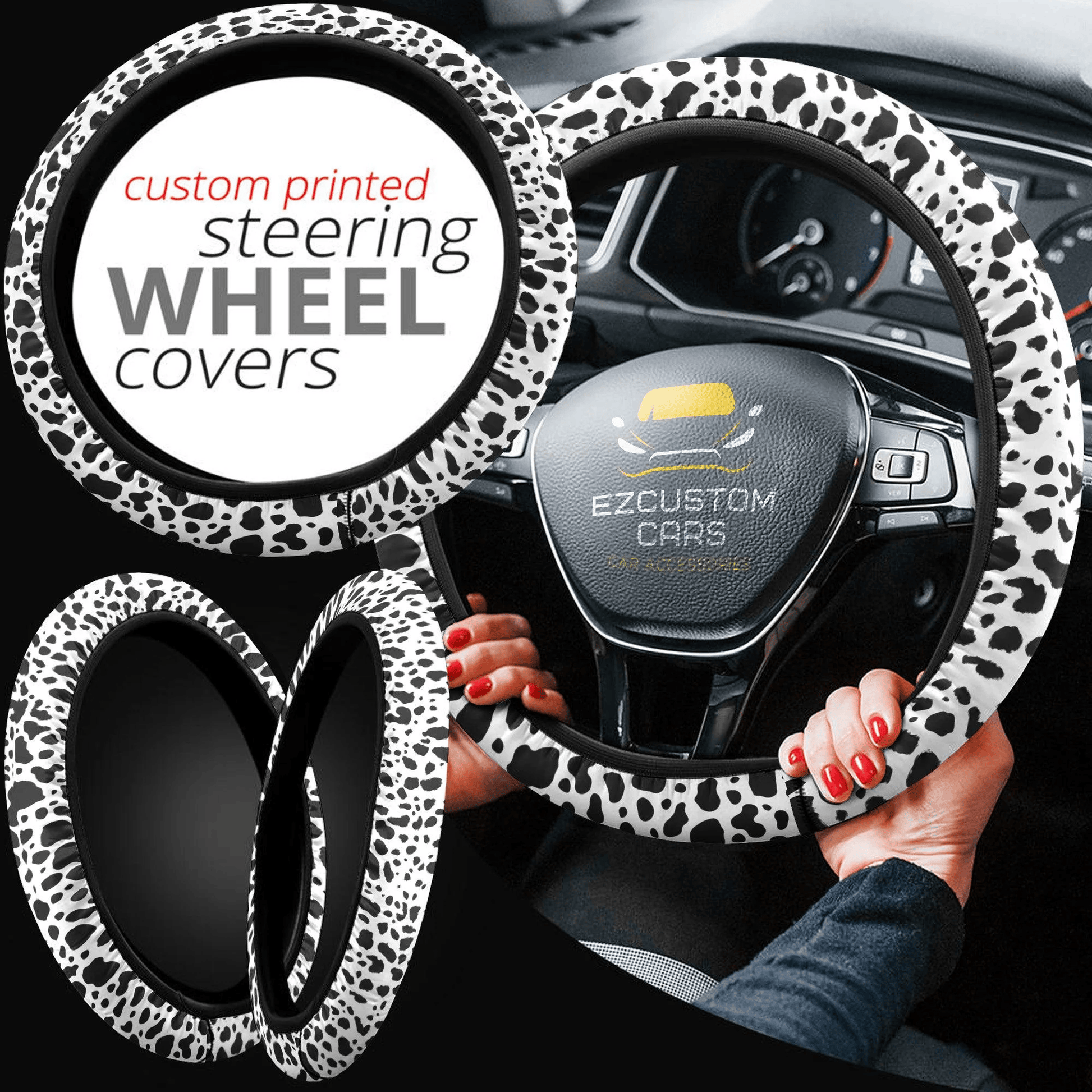 Cow Skin Anime Steering Wheel Cover Custom Animal Car Accessories