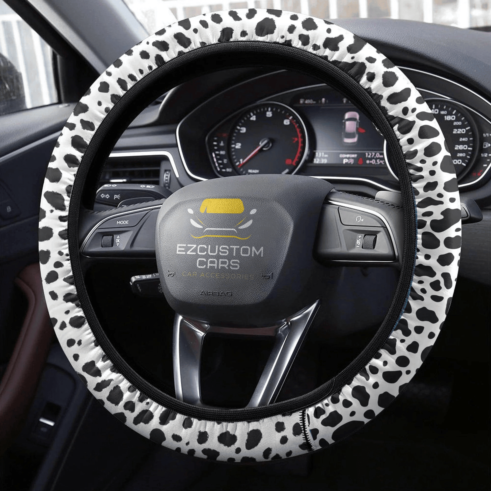 Cow Skin Anime Steering Wheel Cover Custom Animal Car Accessories