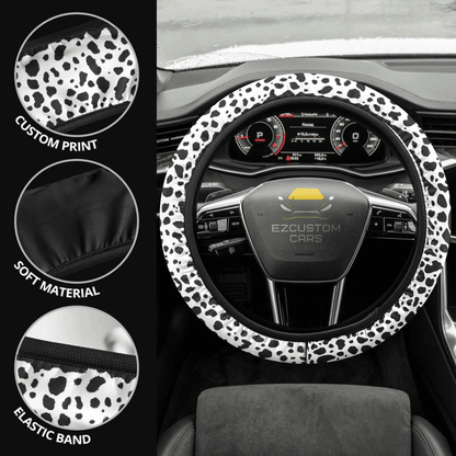 Cow Skin Anime Steering Wheel Cover Custom Animal Car Accessories
