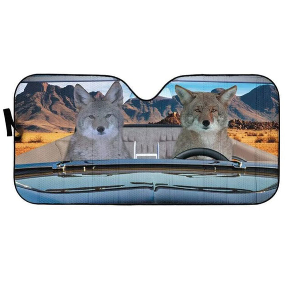 Coyote Couple Custom Car Auto Sun Shades Windshield Accessories Decor Gift