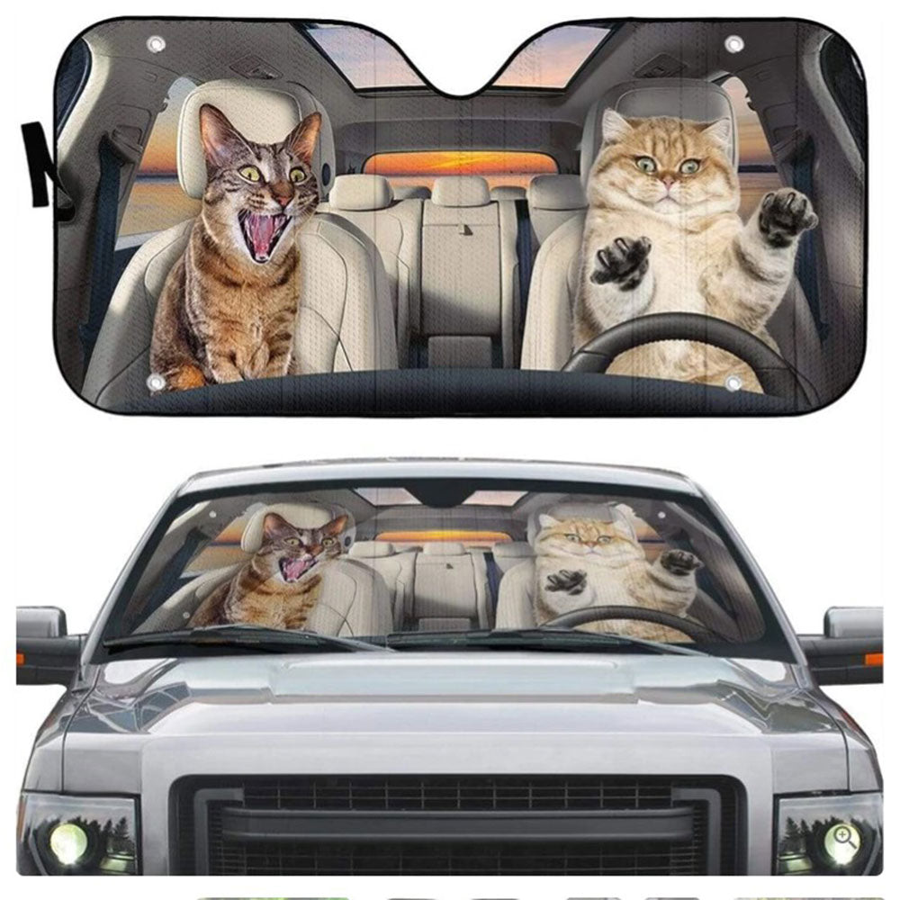 Crazy Cats Custom Car Auto Sun Shades Windshield Accessories Decor Gift