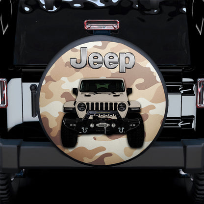 Cream White Jeep Camouflage Car Spare Tire Cover