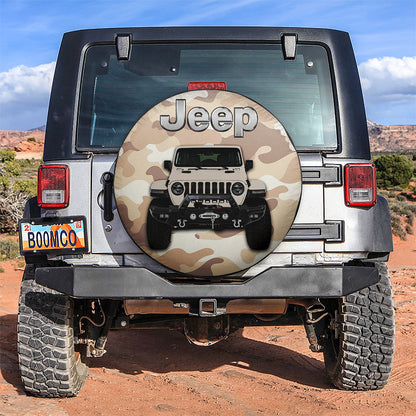 Cream White Jeep Camouflage Car Spare Tire Cover