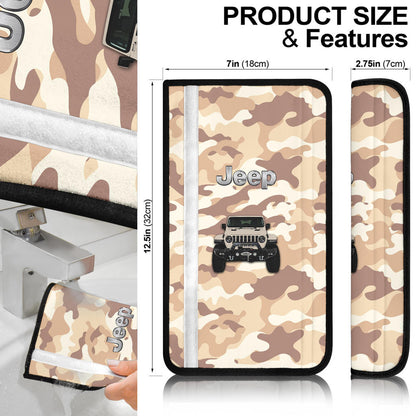 Cream White Jeep Camouflage Car Seat Belt Cover Custom Car Accessories