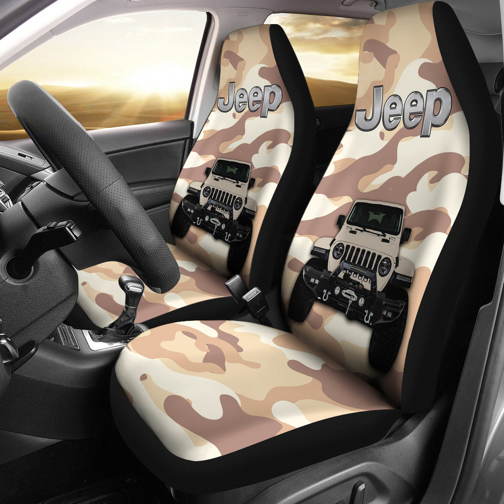 Cream White Jeep Camouflage Car Seat Covers