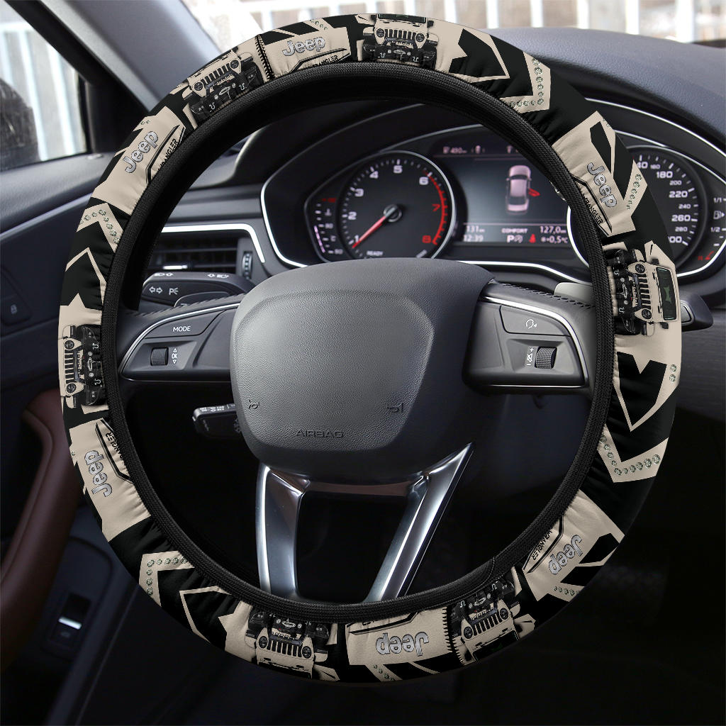 Cream White Jeep Car Steering Wheel Cover