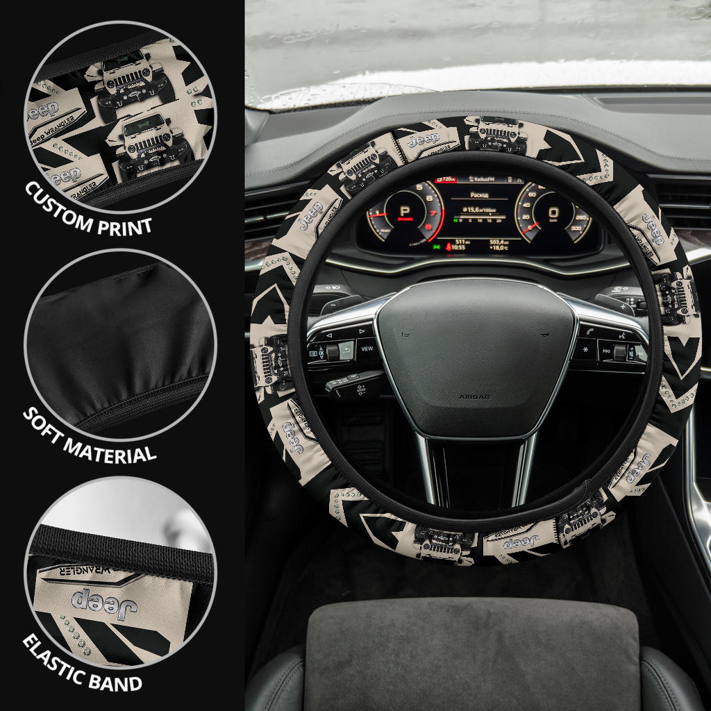 Cream White Jeep Car Steering Wheel Cover