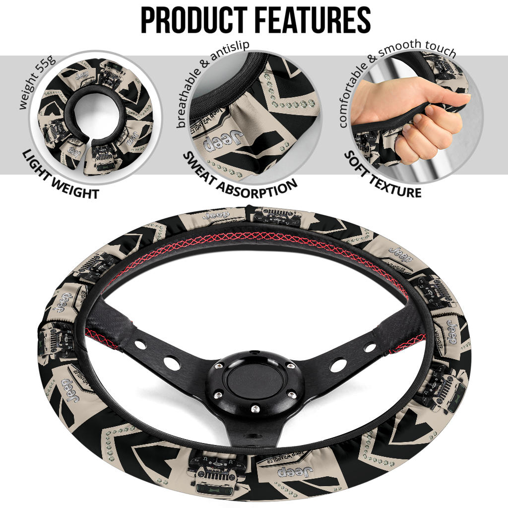 Cream White Jeep Car Steering Wheel Cover