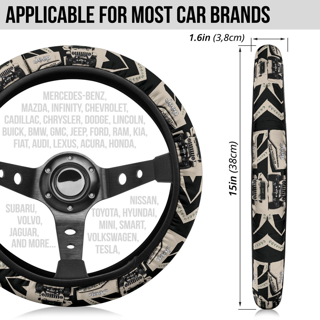 Cream White Jeep Car Steering Wheel Cover