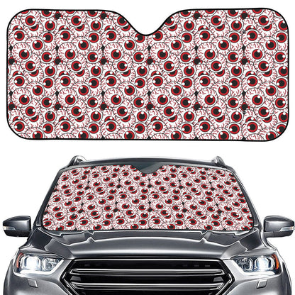 Creepy Red Eyeball Pattern Print Car Windshield Sun Shade