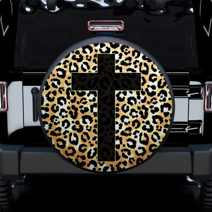 Cross Jesus, Leopard Skin Car Spare Tire Cover