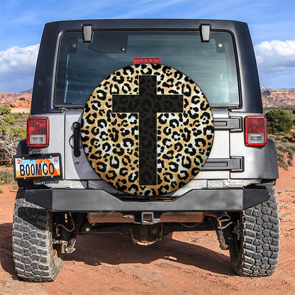 Cross Jesus, Leopard Skin Car Spare Tire Cover