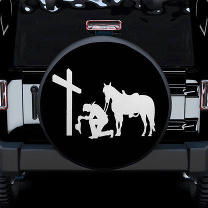 Cross Men Horse Car Spare Tire Cover