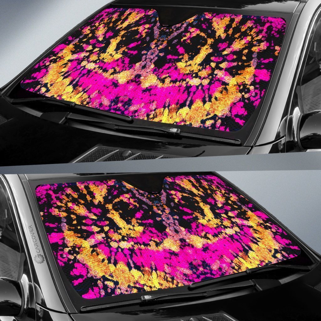 Crumple Tie Dye Car Sunshade Custom Hippie Car Accessories