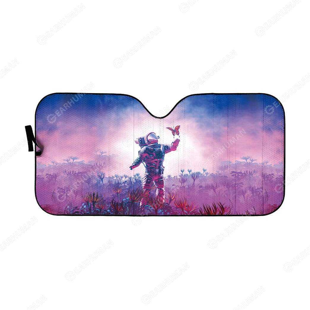 Gearhumans Custom Car Auto Sunshade Astronaut And Butterfly