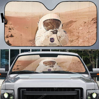 Gearhumans Custom Car Auto Sunshade Astronaut Cat on Mars