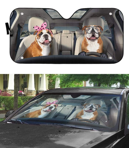 Gearhumans Custom Car Auto Sunshade Bulldog