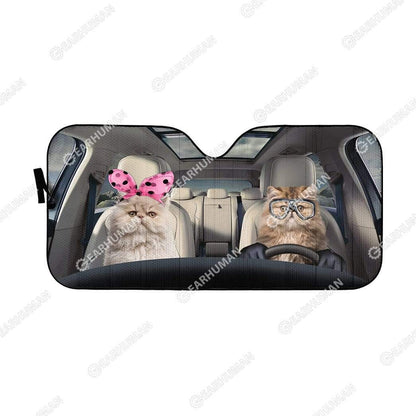 Gearhumans Custom Car Auto Sunshade Cat