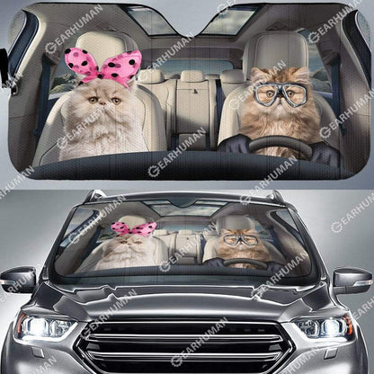 Gearhumans Custom Car Auto Sunshade Cat