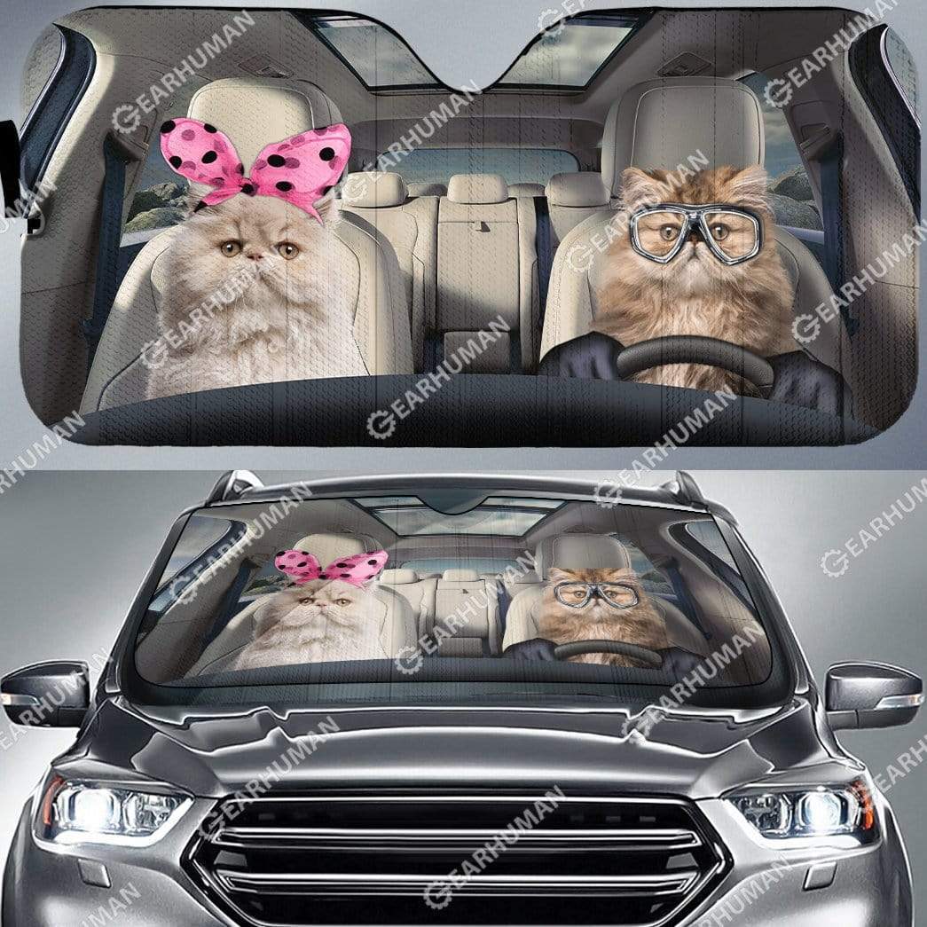 Gearhumans Custom Car Auto Sunshade Cat