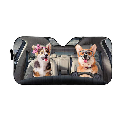 Gearhumans Custom Car Auto Sunshade Corgi
