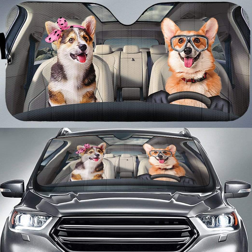 Gearhumans Custom Car Auto Sunshade Corgi