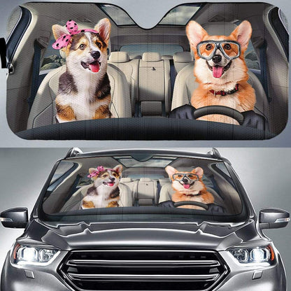 Gearhumans Custom Car Auto Sunshade Corgi