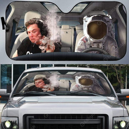 Gearhumans Custom Car Auto Sunshade Elon Musk And Astronaut