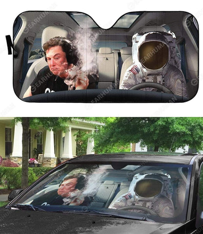 Gearhumans Custom Car Auto Sunshade Elon Musk And Astronaut