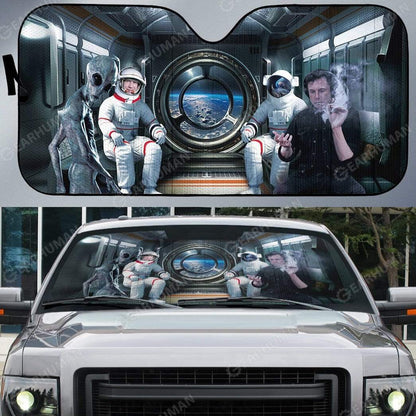 Gearhumans Custom Car Auto Sunshade Elon Musk And Astronauts