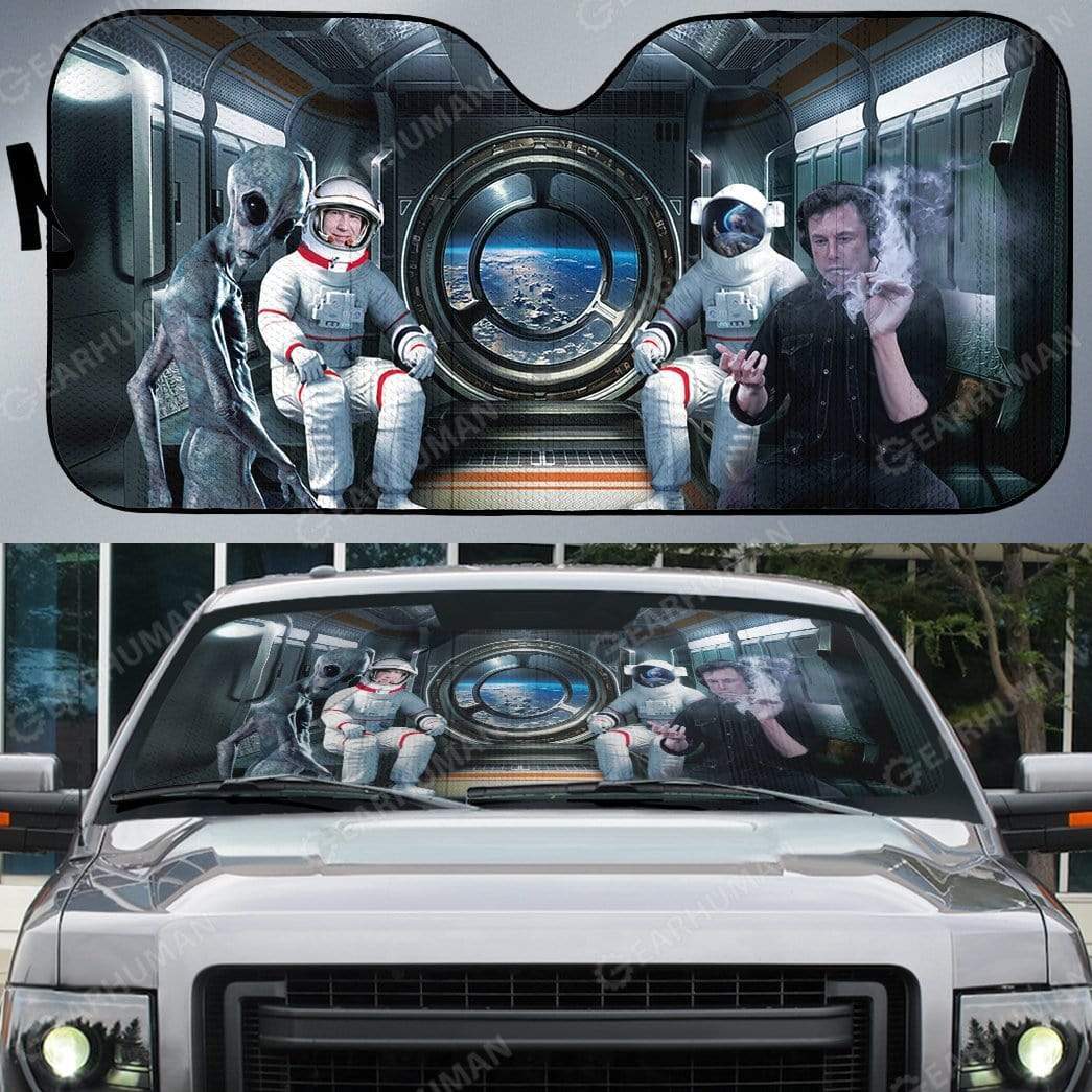 Gearhumans Custom Car Auto Sunshade Elon Musk And Astronauts