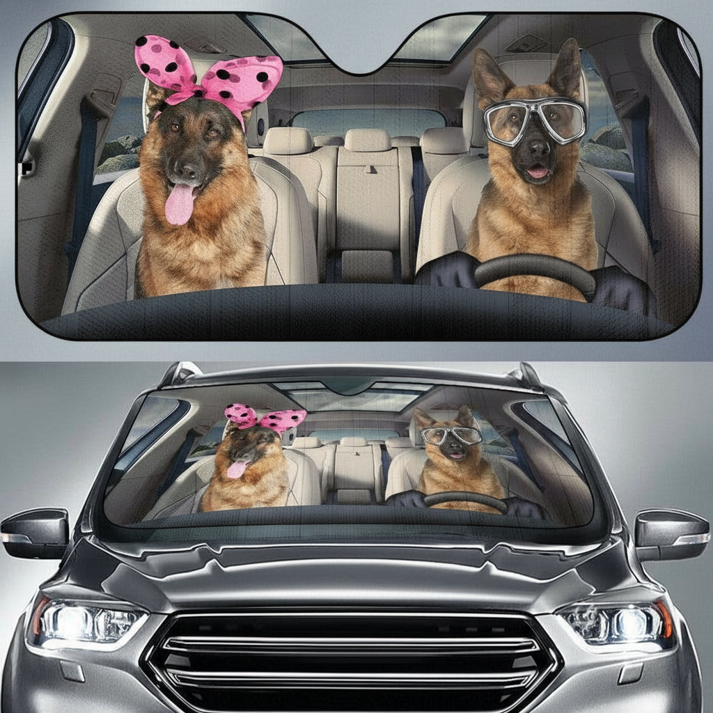 Gearhumans Custom Car Auto Sunshade German Shepherd