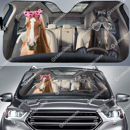 Gearhumans Custom Car Auto Sunshade Horse