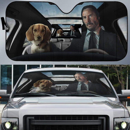 Gearhumans Custom Car Auto Sunshade John Wick With Dog