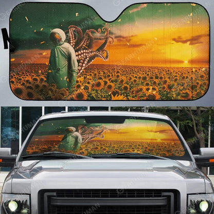 Gearhumans Custom Car Auto Sunshade Octopus Astronaut