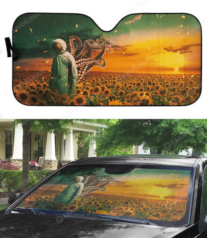 Gearhumans Custom Car Auto Sunshade Octopus Astronaut