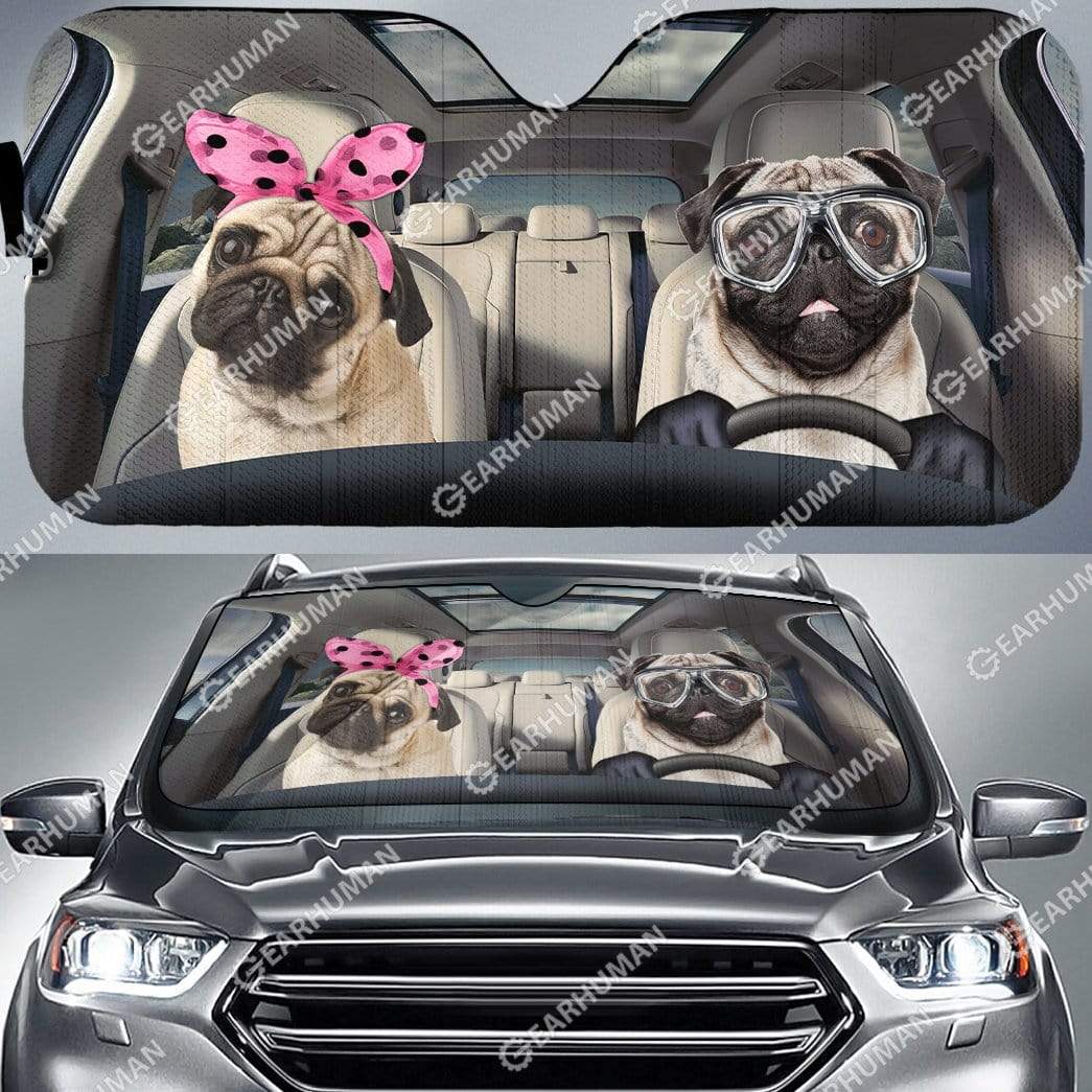 Gearhumans Custom Car Auto Sunshade Pug