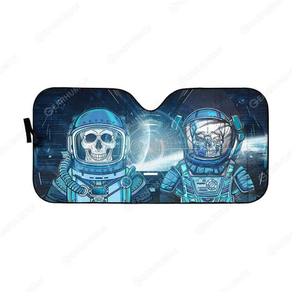 Gearhumans Custom Car Auto Sunshade Skull Astronaut In Spaceship
