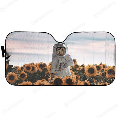 Gearhumans Custom Car Auto Sunshade Sunflowers And Astronaut