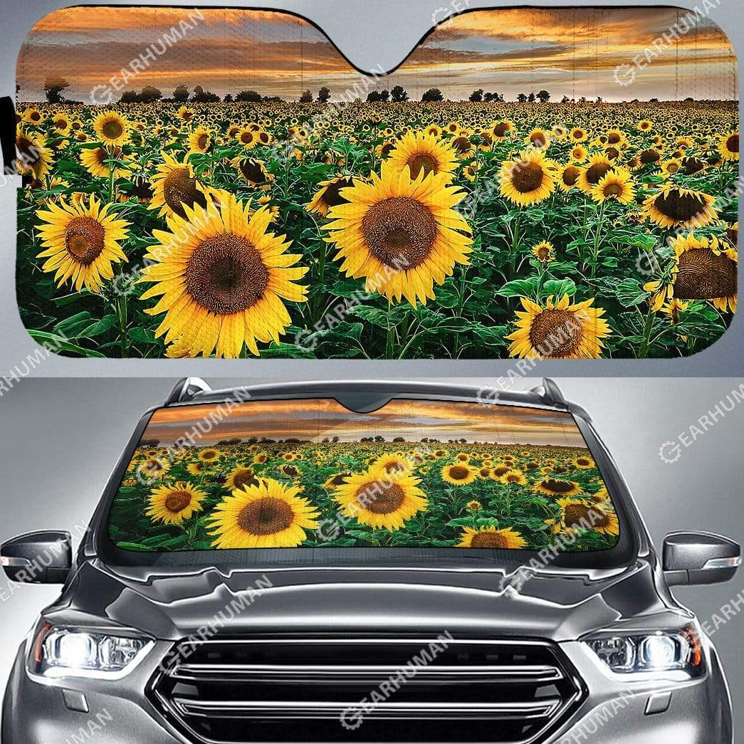 Gearhumans Custom Car Auto Sunshade Sunflowers