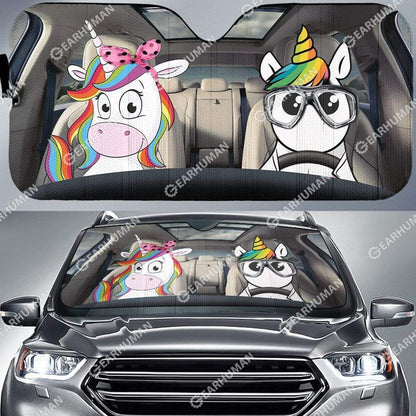 Gearhumans Custom Car Auto Sunshade Unicorn