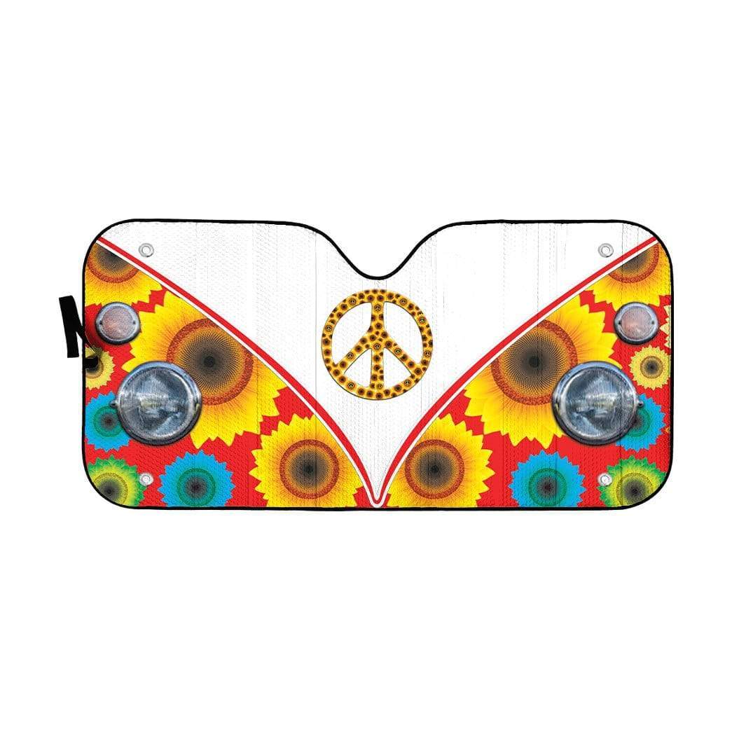 Gearhumans Custom Car Auto Sunshade Volkswagen Hippie Peace Sunflower