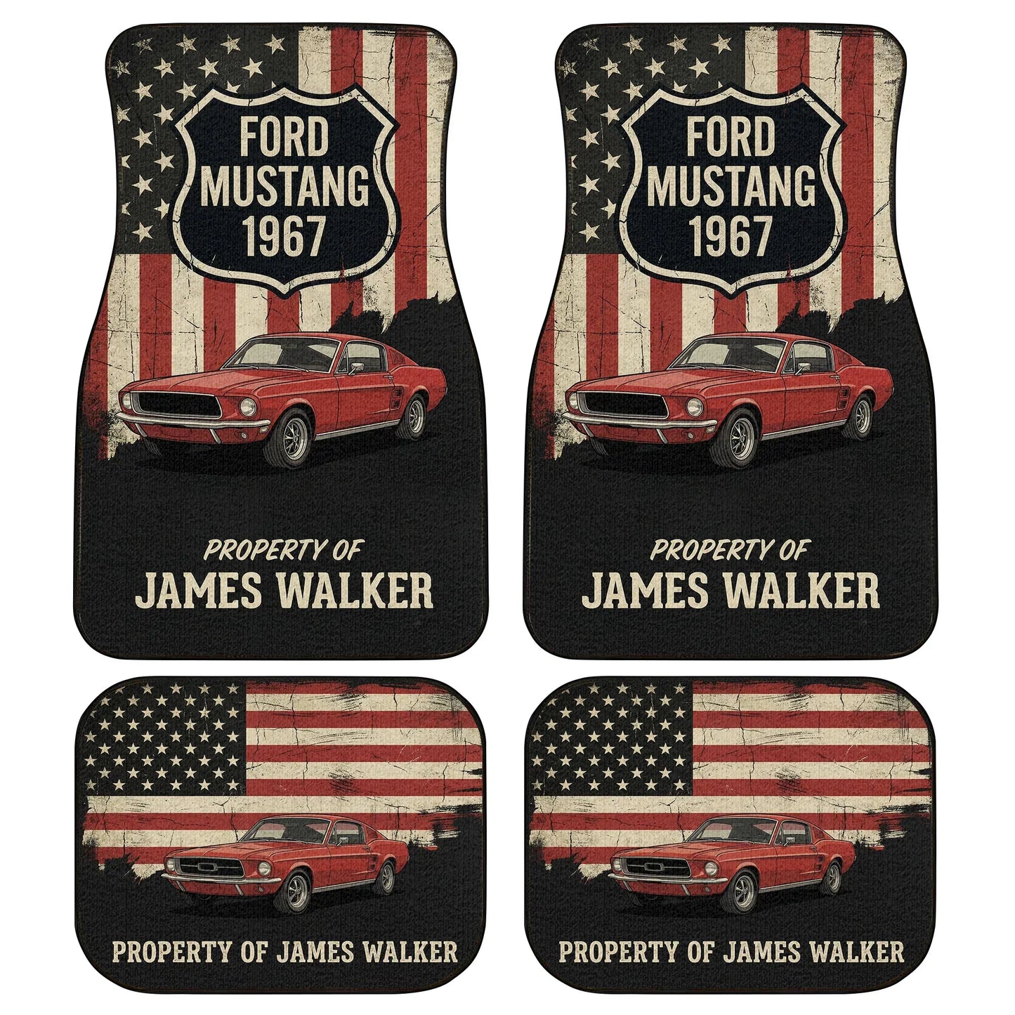 Custom Car Floor Mats with USA Flag | PersonalizedFury - PersonalizedFury