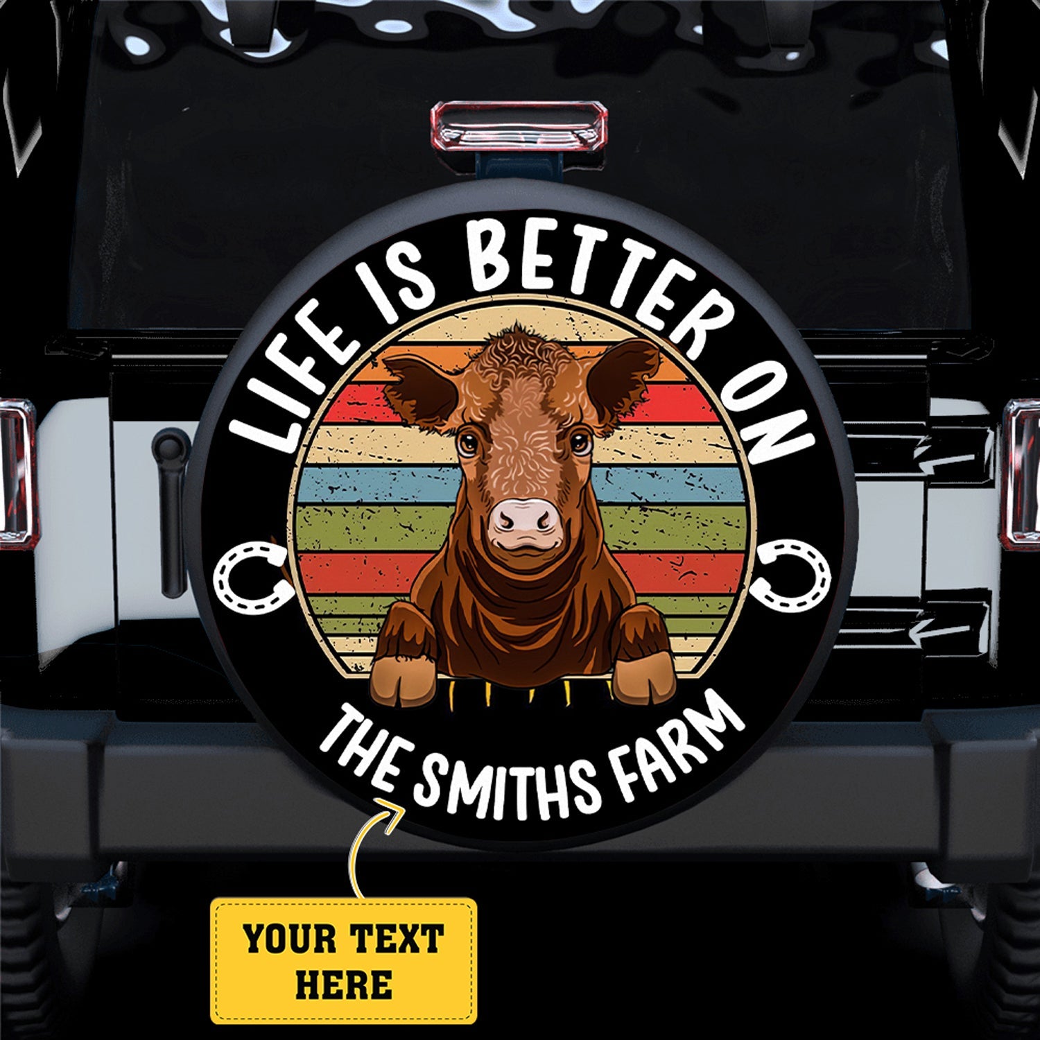 Custom Farm Cow Spare Tire Cover