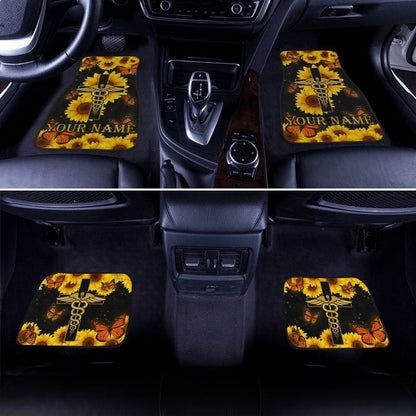 Custom Name Nurse Car Floor Mats Custom Sunflower Car Accessories