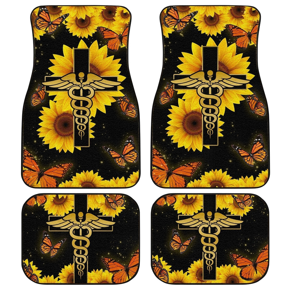 Custom Name Nurse Car Floor Mats Custom Sunflower Car Accessories