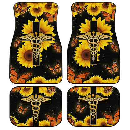 Custom Name Nurse Car Floor Mats Custom Sunflower Car Accessories