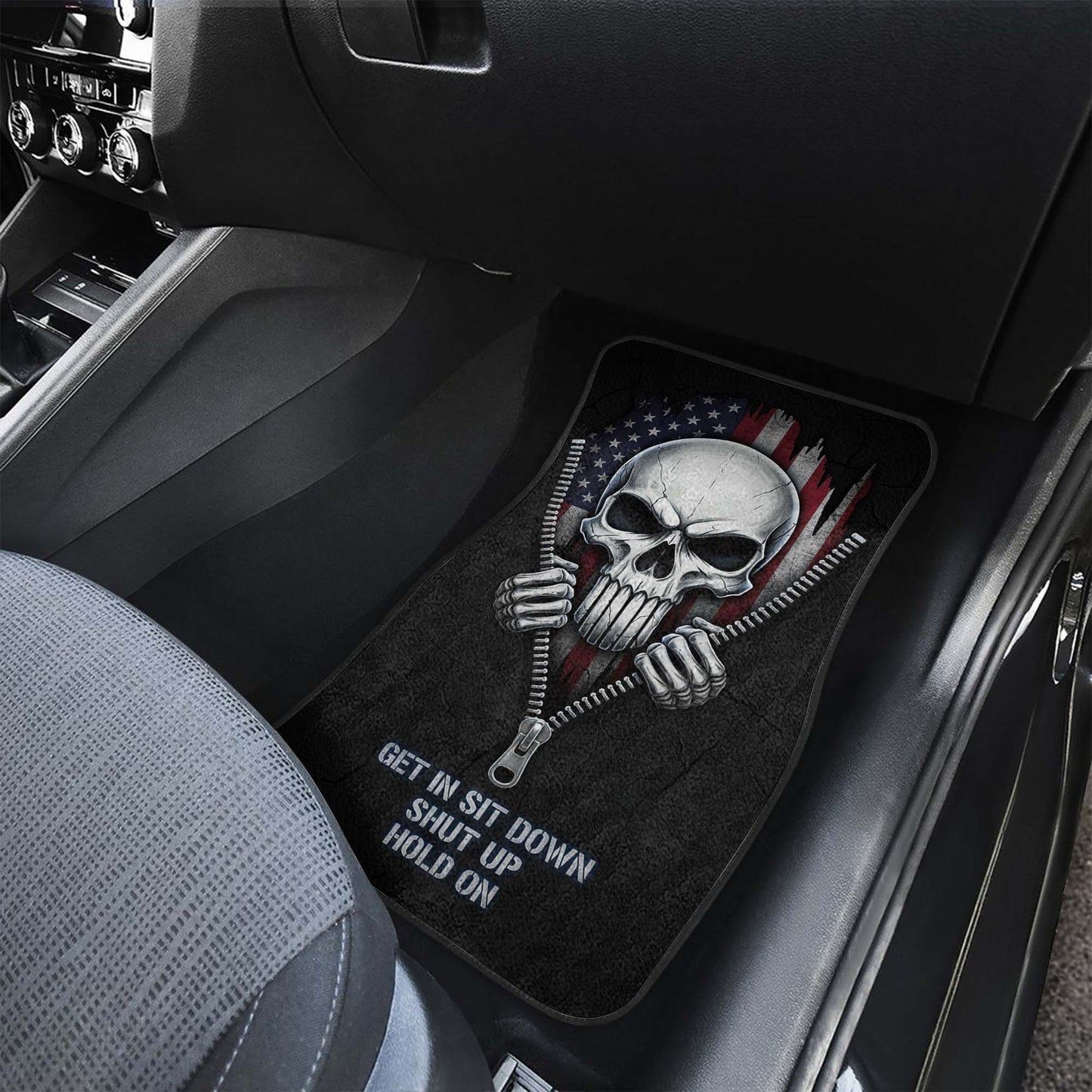 Military Skull Car Floor Mats – USA Flag Style | PersonalizedFury
