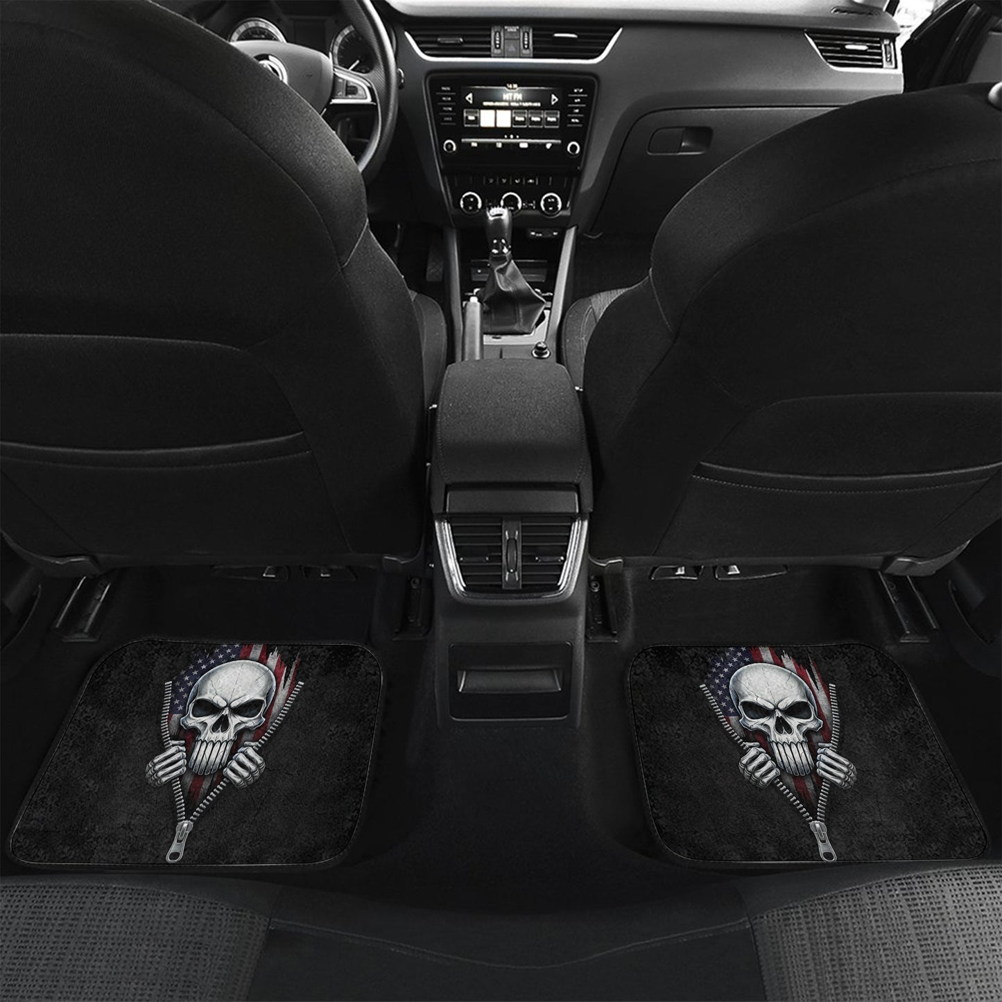 Military Skull Car Floor Mats – USA Flag Style | PersonalizedFury